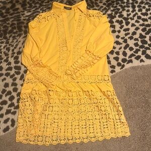 Yellow Lace Shirt Dress